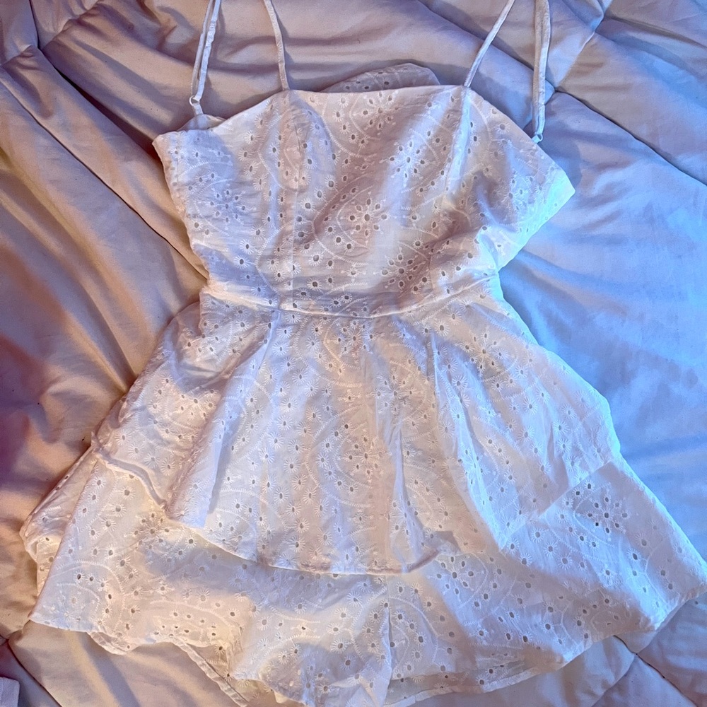 SHEIN white lace romper dress